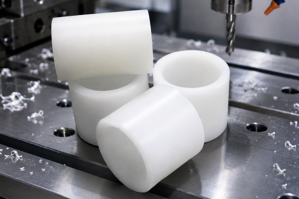 Visual reference of high-precision machined POM acetal components demonstrating surface and edge quality