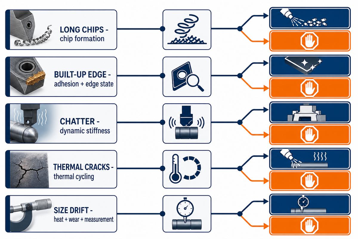 Carbon Steel Machining Troubleshooting: Symptom to Adjustment — Zhenling