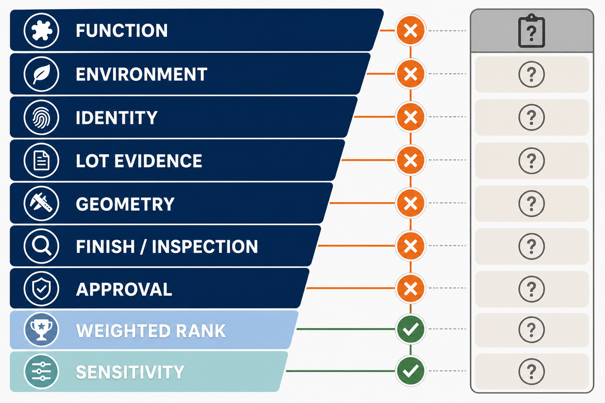 Use the Pass-Fail Material Funnel: a 2-Stage Decision Framework — Zhenling
