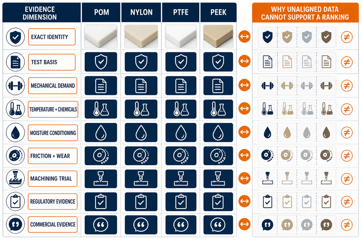 POM vs Nylon vs PTFE vs PEEK, Choosing the Right Engineering Plastic