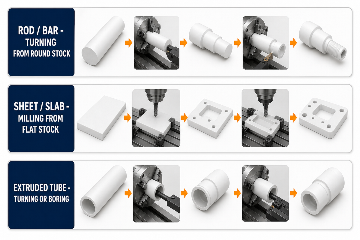 PTFE Stock Forms: Choosing Rod, Bar and Sheet Before You Cut — Zhenling