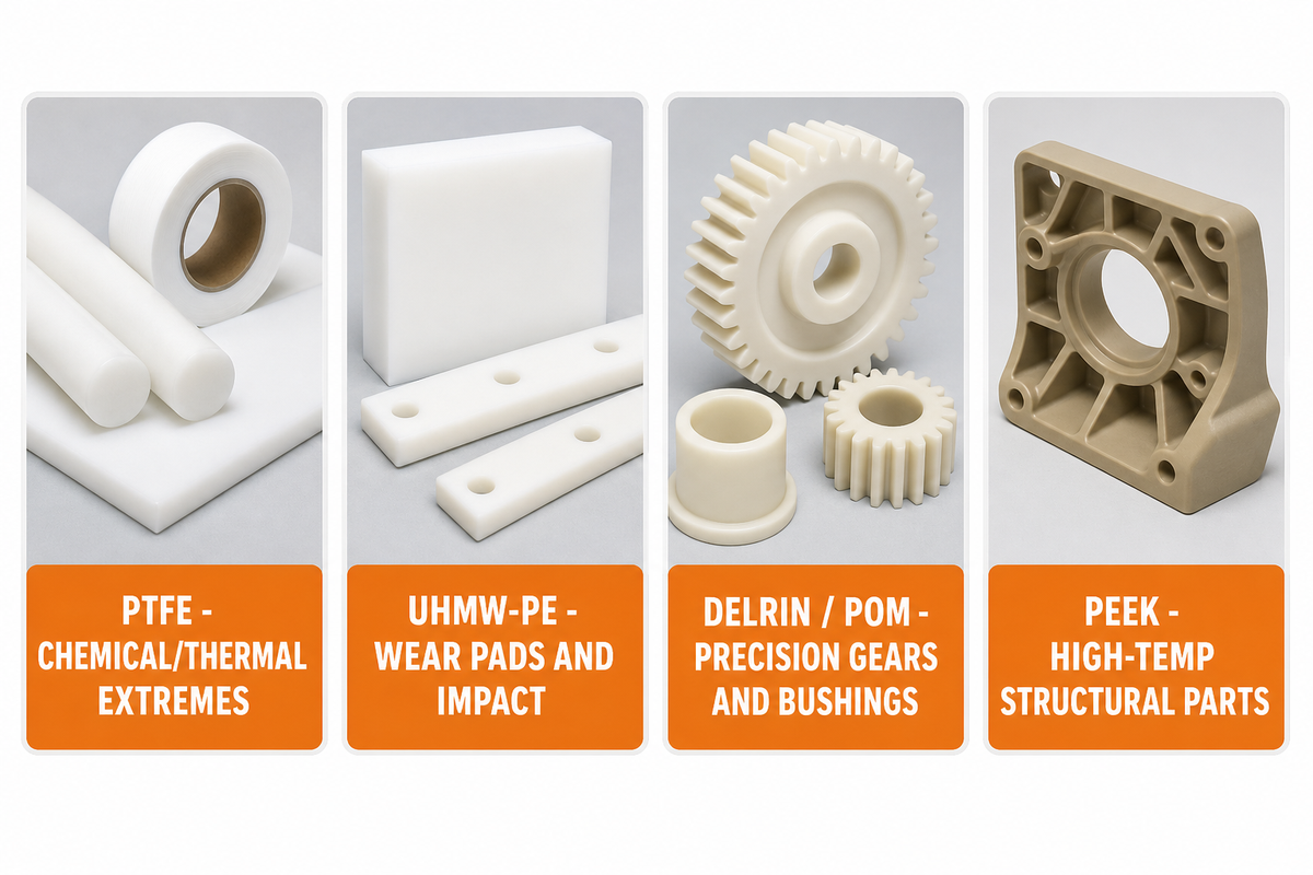 PTFE vs. UHMW, Delrin (POM) and PEEK: Machinability Compared — Zhenling