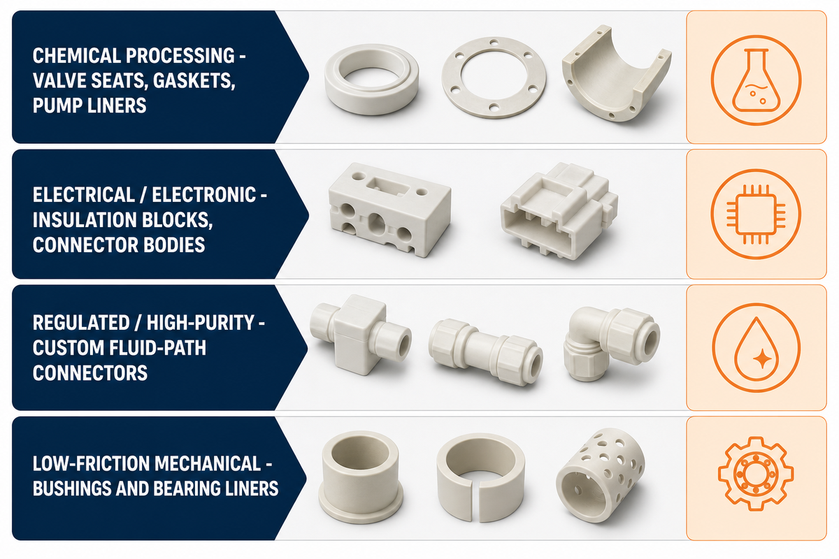 Where Machined PTFE Parts Are Used: Seals, Bushings, Bearings and Valve Components — Zhenling