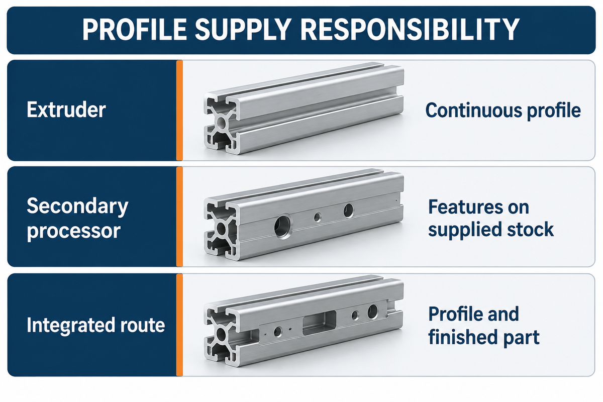 Extruders, secondary processors and integrated routes carry different profile supply responsibilities.