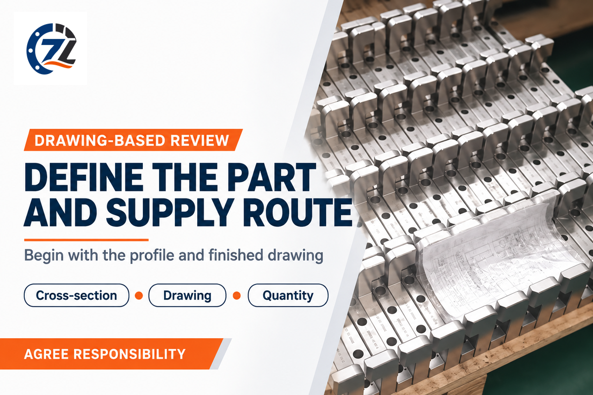 Send the profile cross-section, finished drawing, material, finish and quantity schedule for review.
