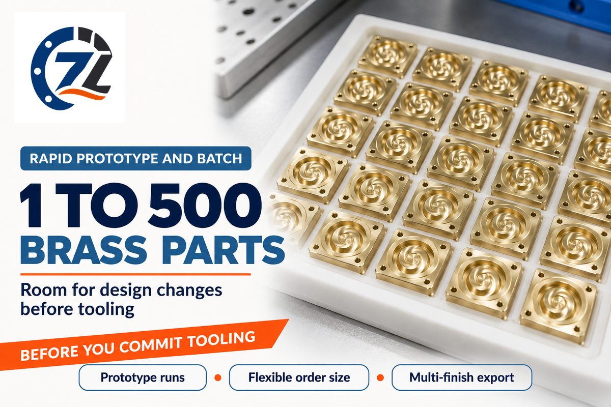 Rapid prototype and agile batch brass shops handle runs of 1 to 500 parts while designs can still change.