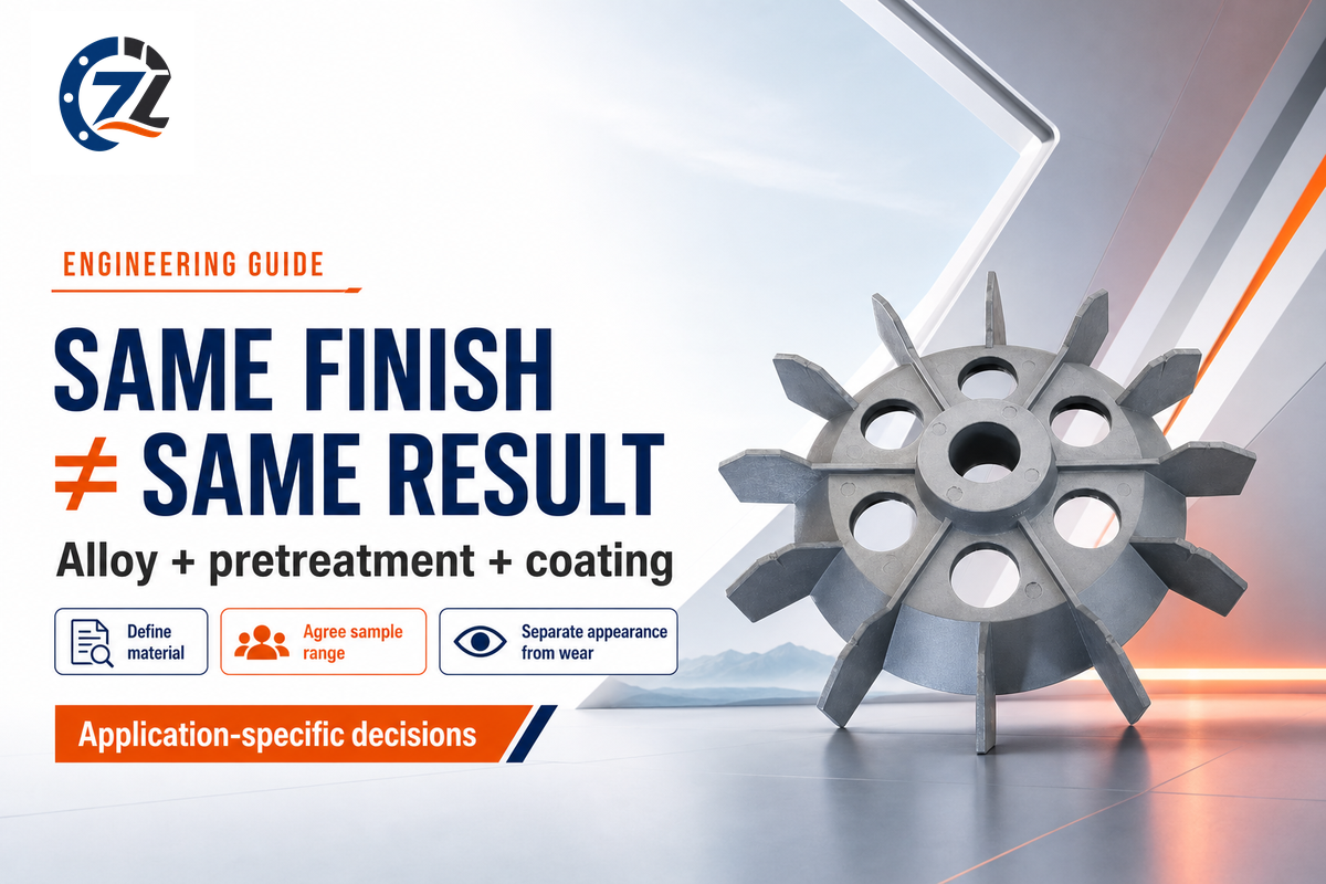 Alloy and pretreatment affect hardcoat appearance; use representative samples, not color names alone.