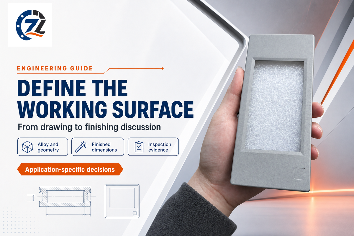 Specify alloy, working surfaces, finished dimensions and inspection requirements before the finishing discussion.