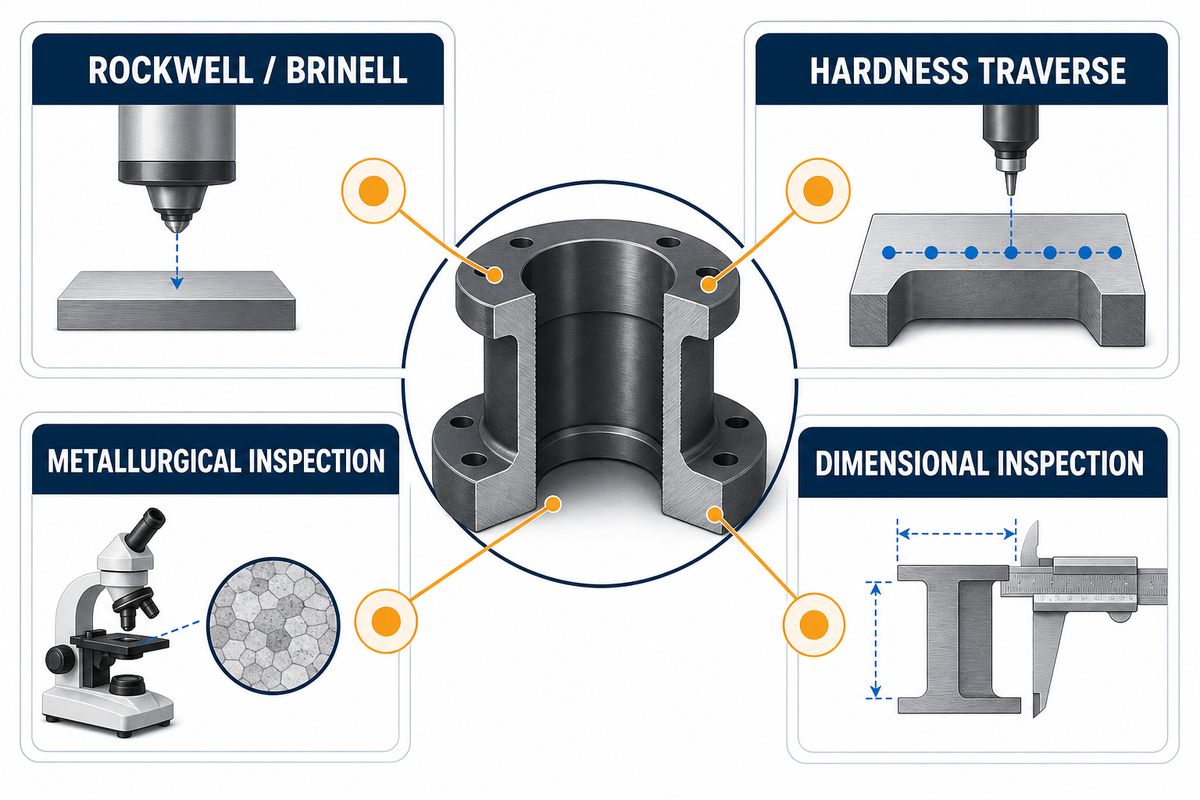 Verification matrix for hardness, depth, metallurgical, and dimensional evidence.