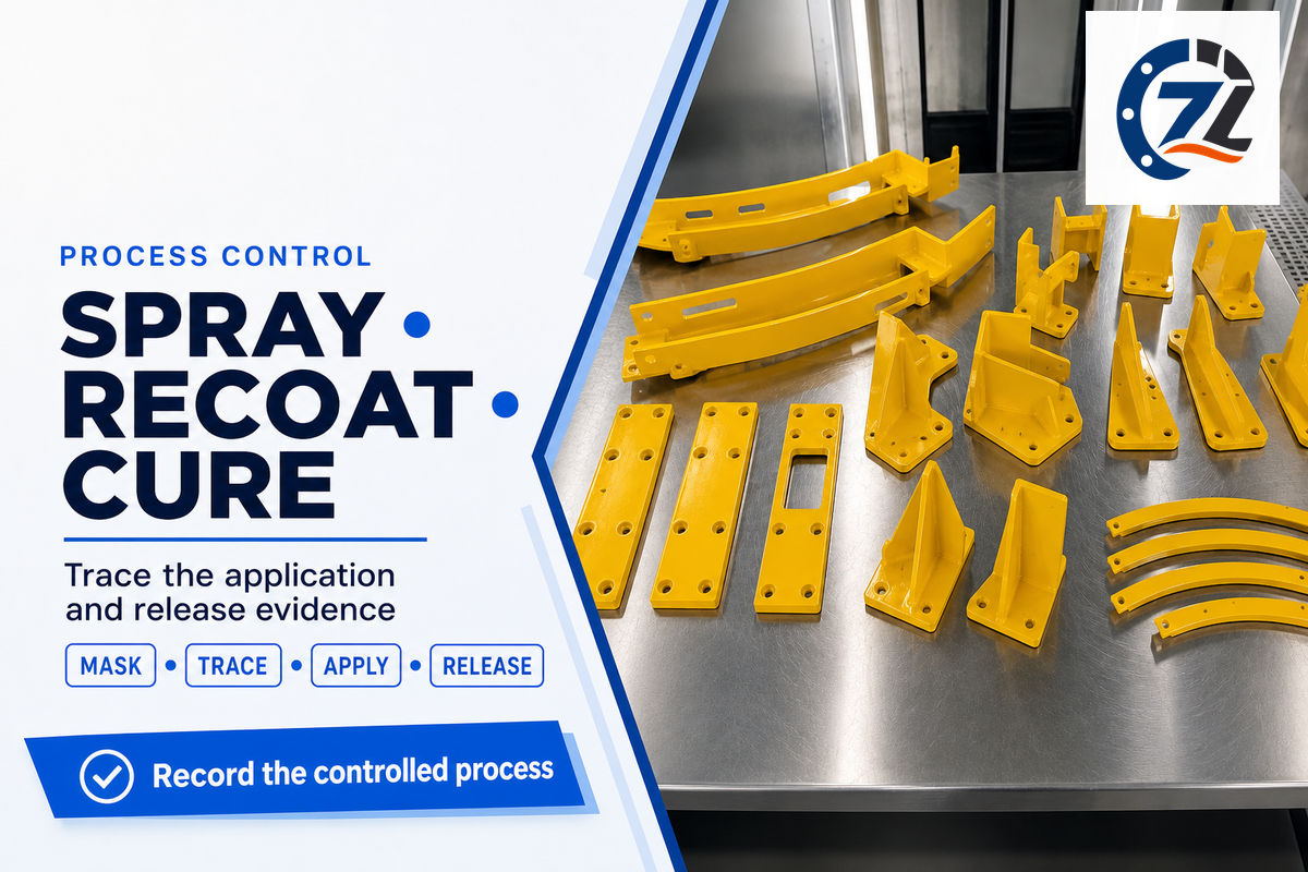 Control masking, material traceability, spray application, recoat and cure release.