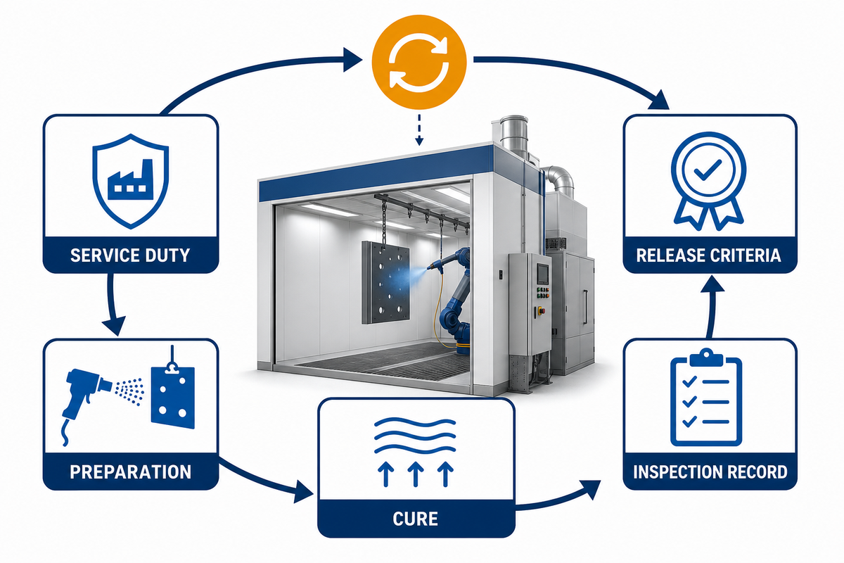 Coating changes still require service-duty, preparation, cure, inspection and release review.
