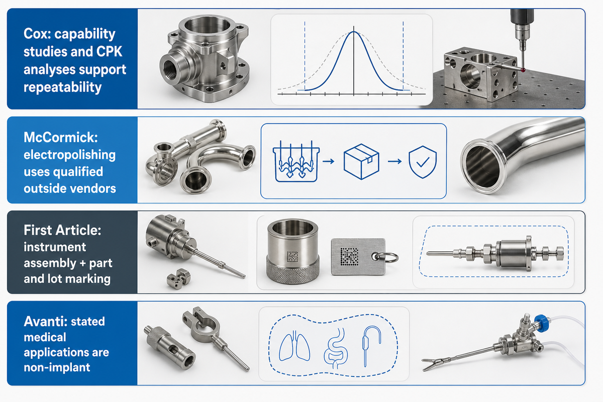 Supplier-specific repeatability finishing assembly and application boundaries for small stainless parts