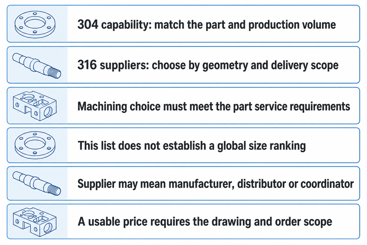 Six stainless machining buying answers covering grade fit delivery scope supplier models and quotation requirements