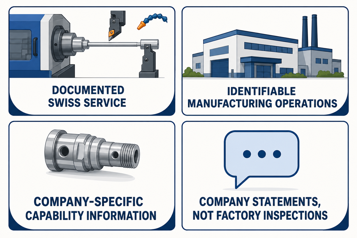 Selection criteria require documented Swiss services manufacturing operations and specific capability information