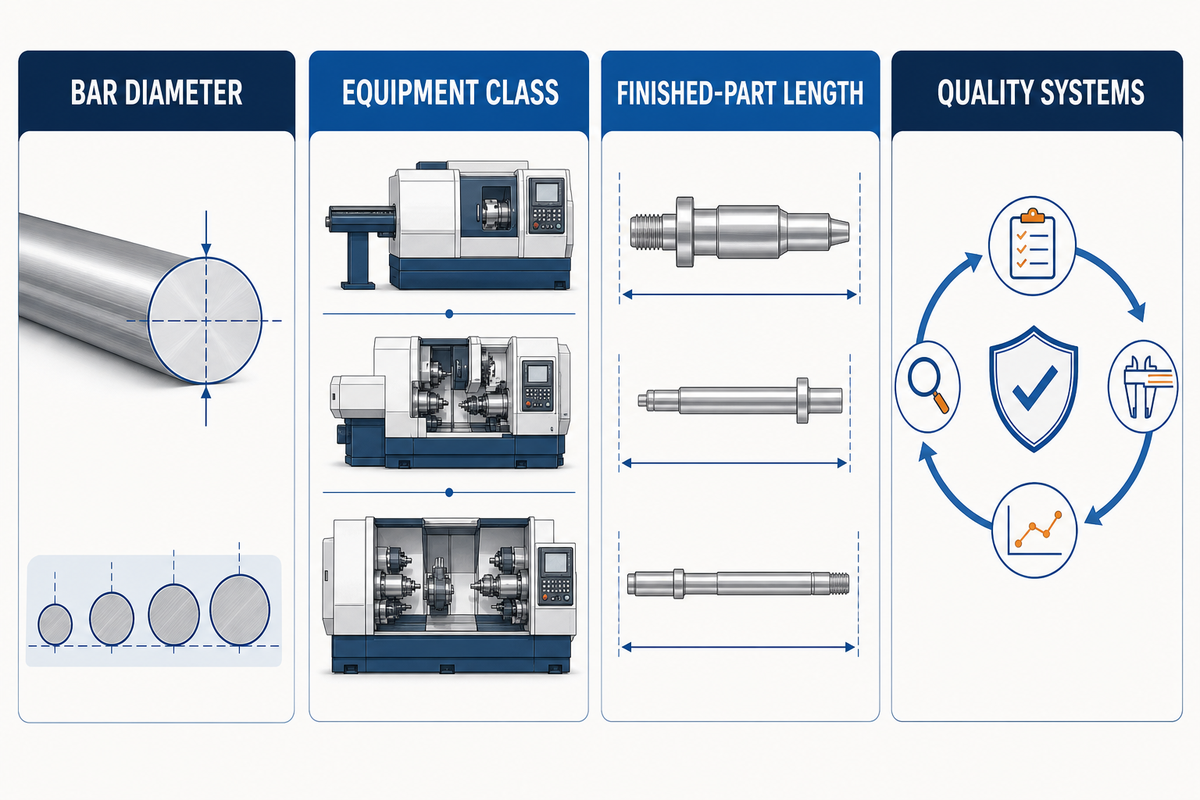 Bar diameter equipment class finished length and quality systems are separate comparison categories