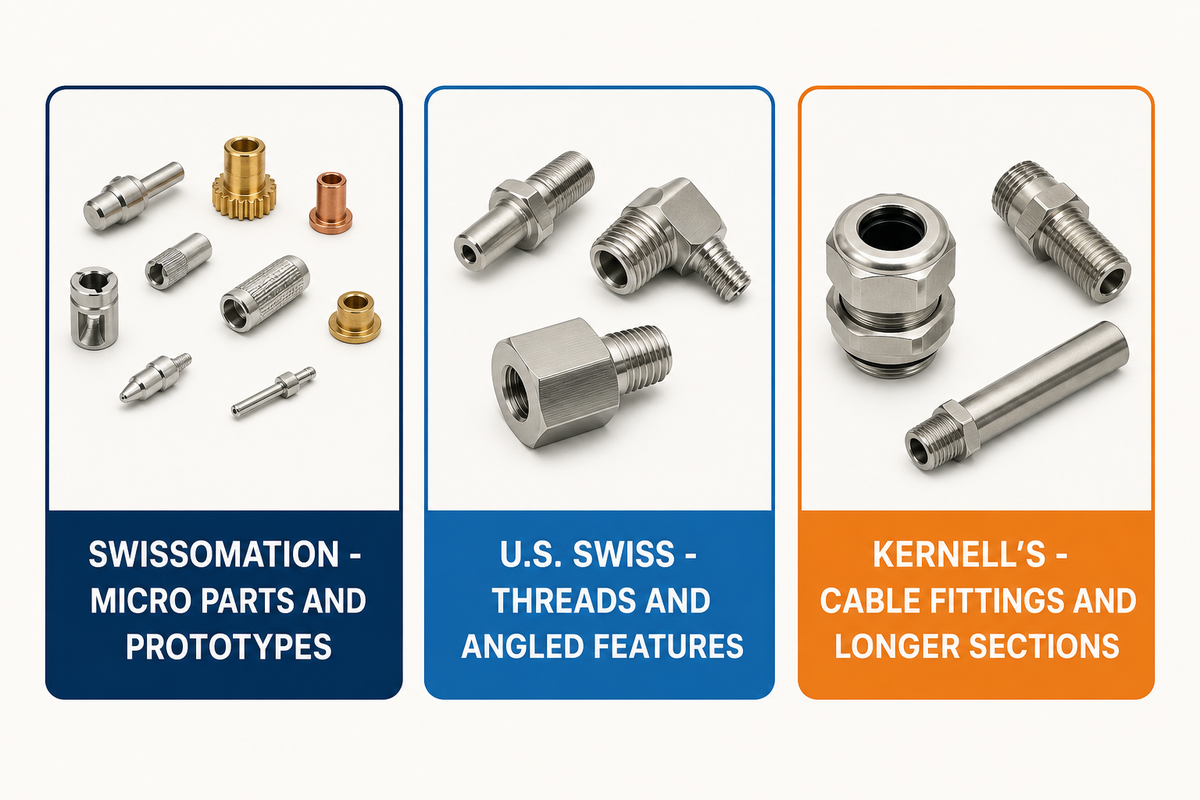 Specialist comparison of micro parts angled threads and longer cable fittings
