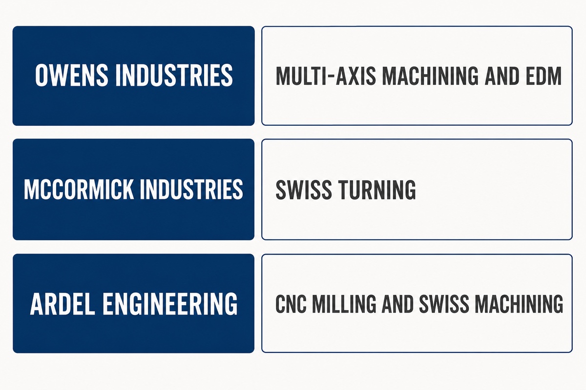 Owens, McCormick and Ardel precision titanium machining process choices