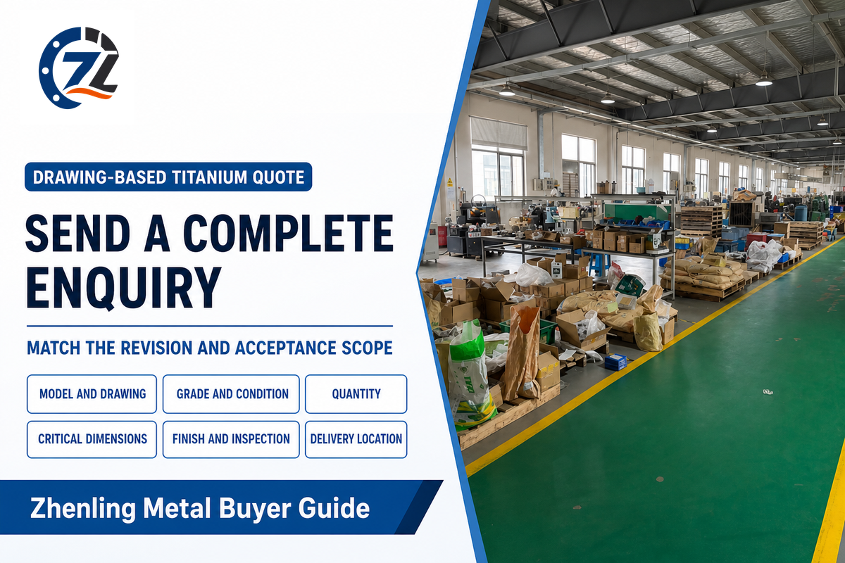 Complete drawing-based titanium machining enquiry in an official workshop context