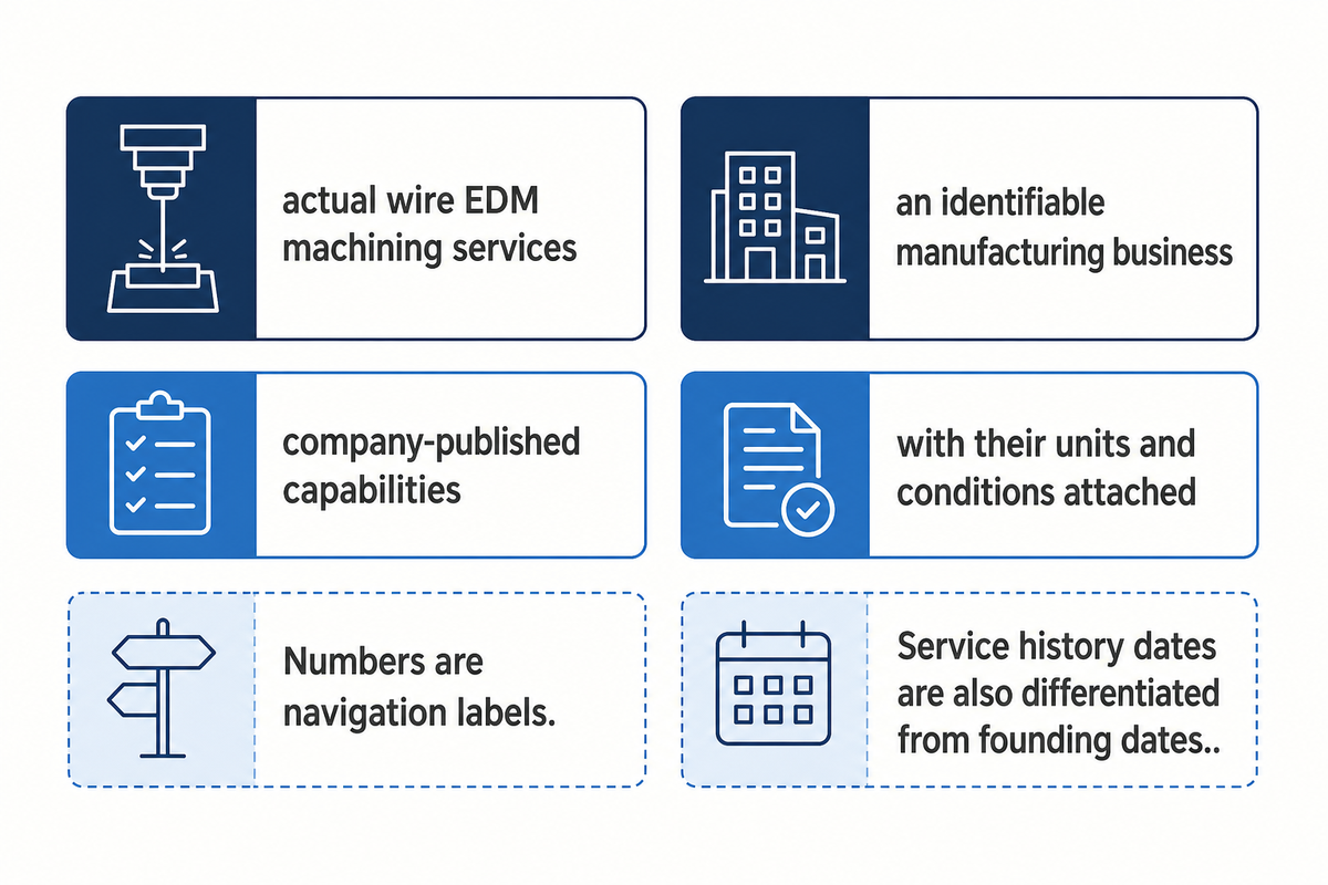 Wire EDM supplier inclusion evidence and rules for interpreting capability and history claims
