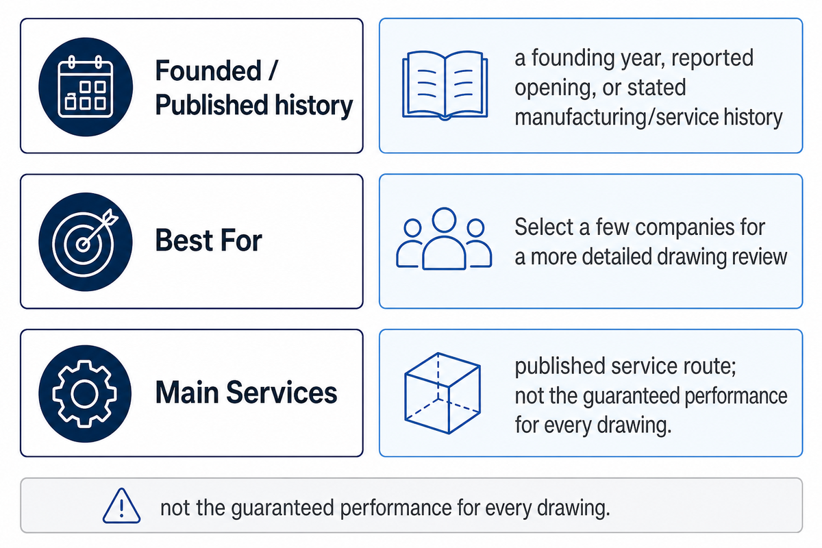 How to read vendor history, buying fit and published service scope in the wire EDM comparison