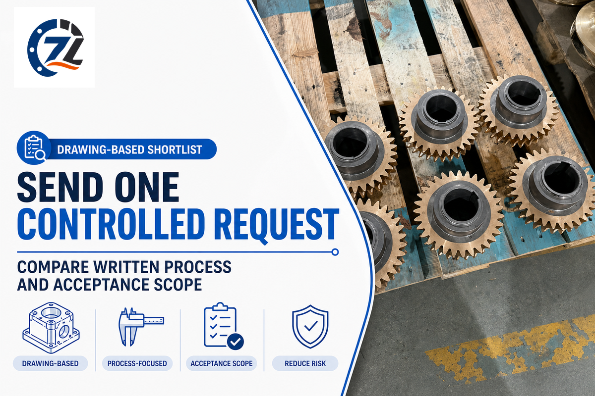 Zhenling-published machined gears behind a controlled drawing-based wire EDM quotation request